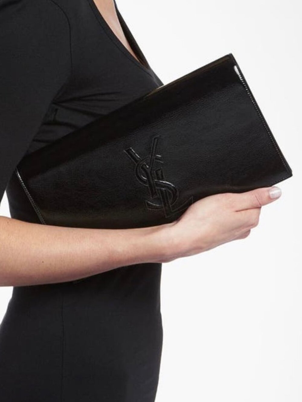 Saint Laurent Patent Belle De Jour Clutch Handbag Interlocking YSL Monogram Logo